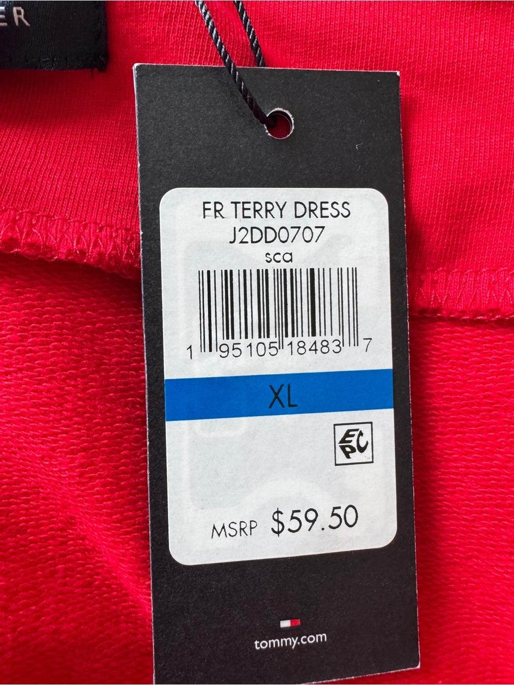 Tommy Hilfiger red french terry sneaker dress with striped details size XL - Picture 8 of 8